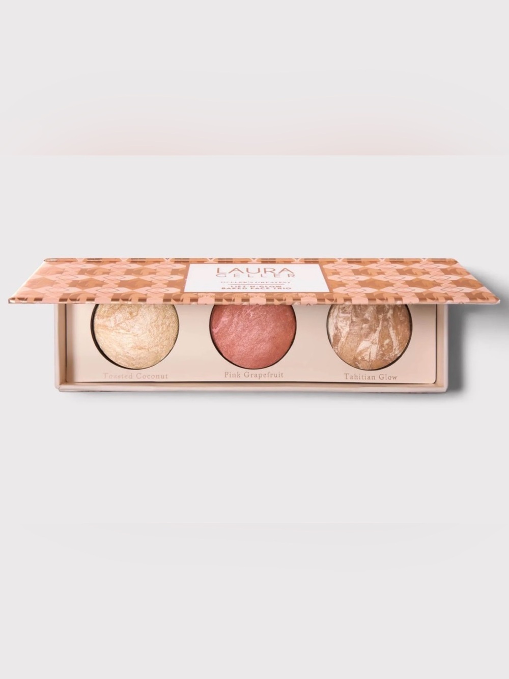 New LAURA GELLER Greatest Lift-n-Glow Baked Face Trio Toasted Coconut
